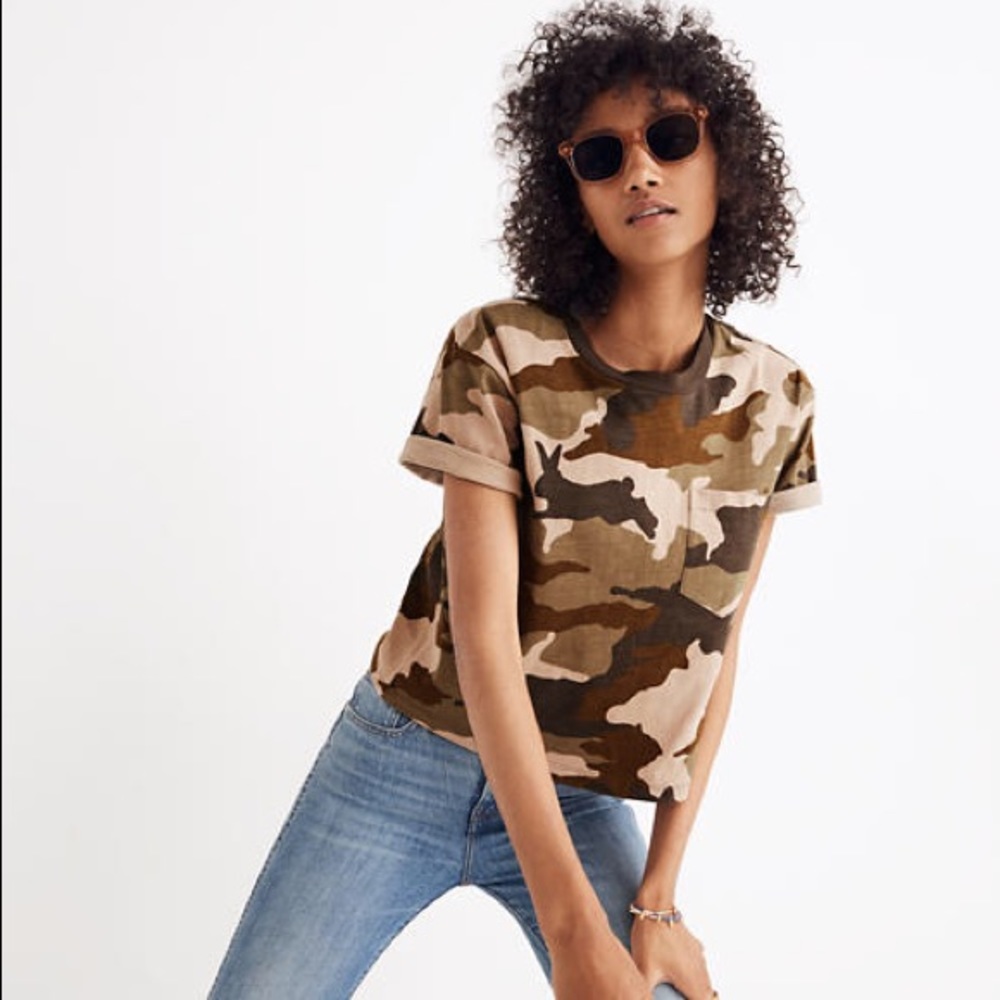 Madewell Camo Short Sleeve Tee in Brown and Tan